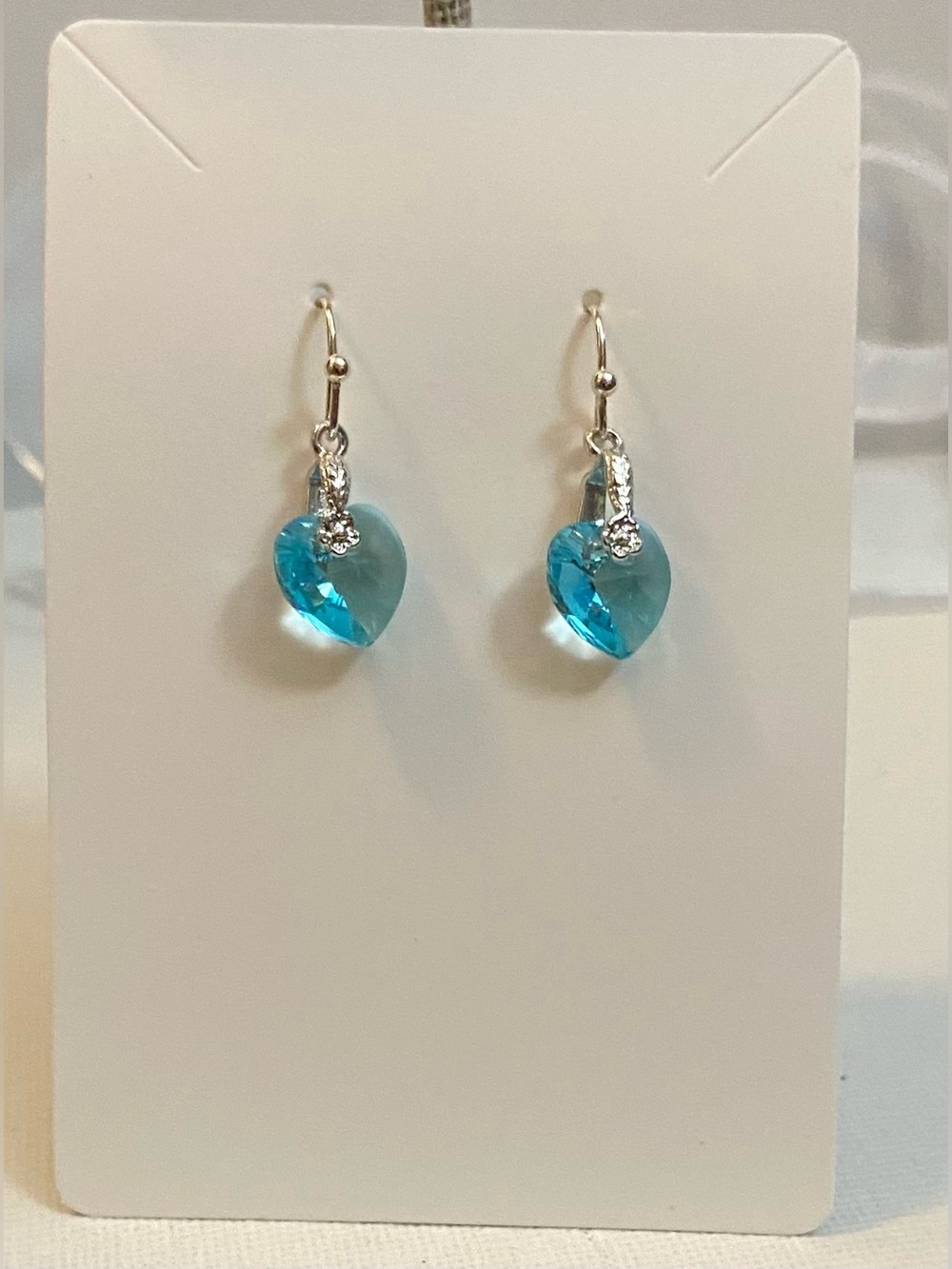 Swarovski Lt. Turquoise crystal heart earrings